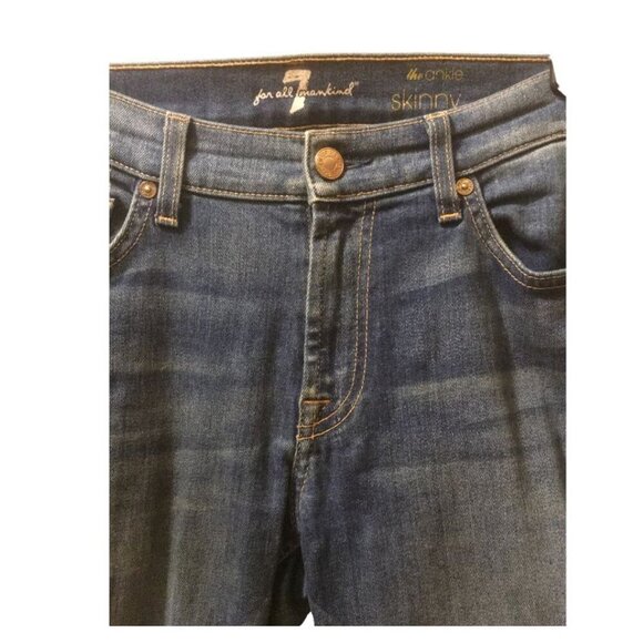 Seven for All Mankind 'The Ankle Skinny' Skinny Denim Jeans in a Dark Wash (28W) - Picture 4 of 10